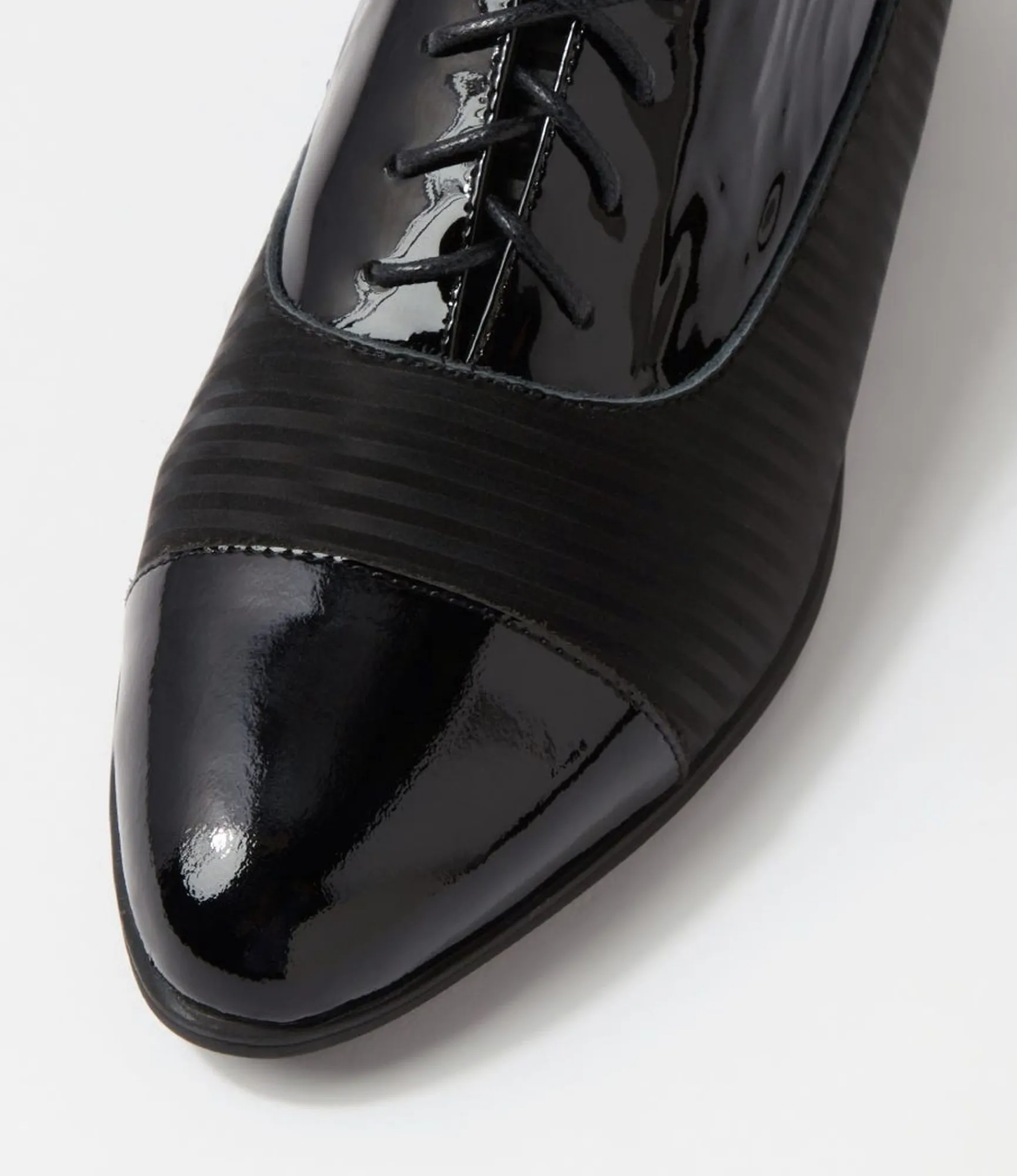 Cheap Midas Shoes Gilberts Black Stripe Patent Leather Lace Up Flats