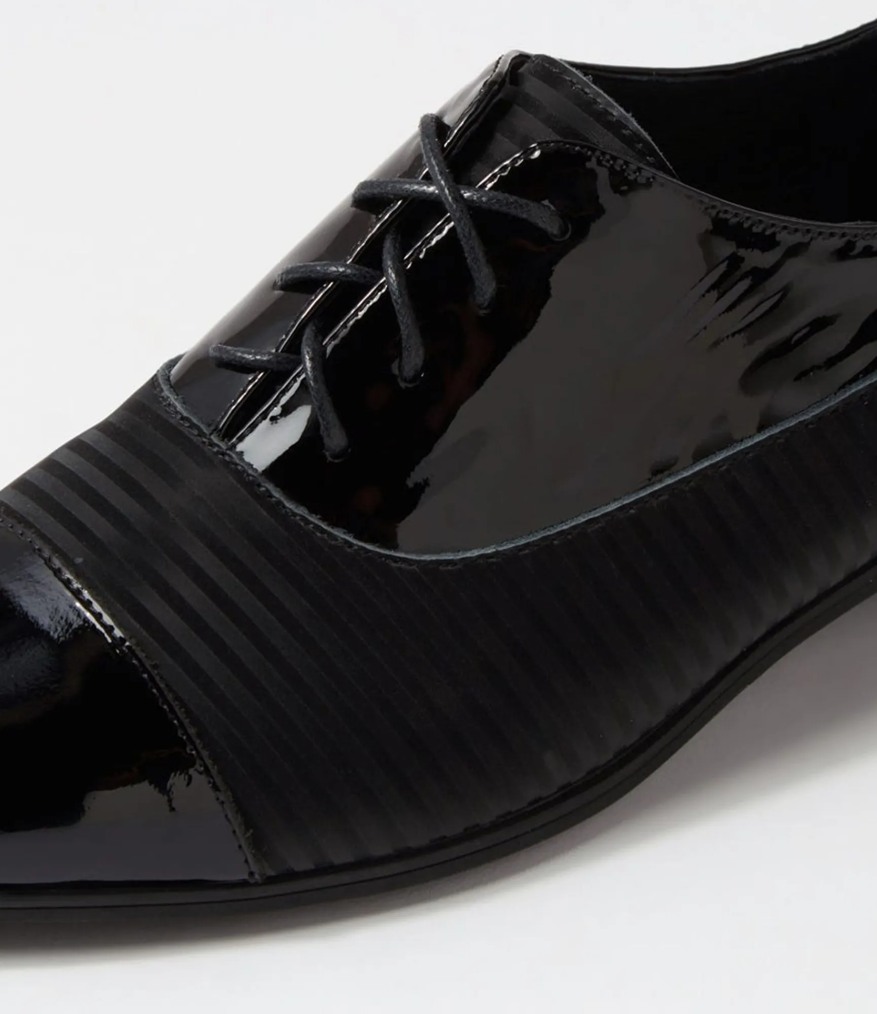 Cheap Midas Shoes Gilberts Black Stripe Patent Leather Lace Up Flats