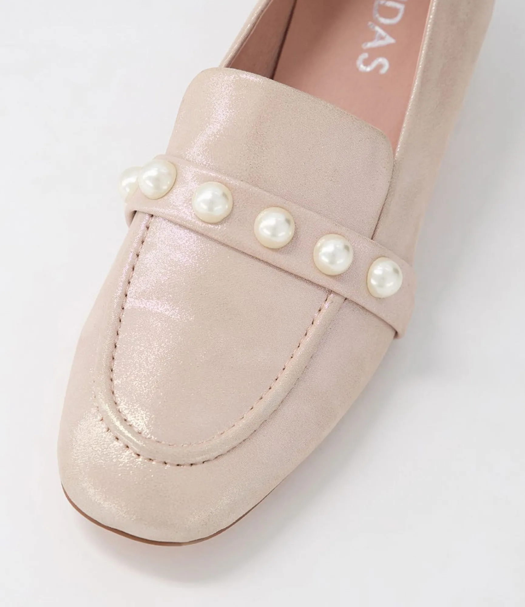 Online Midas Shoes Gilded Nude Shimmer Leather Heels