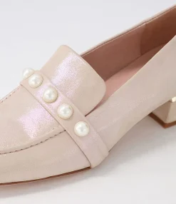 Online Midas Shoes Gilded Nude Shimmer Leather Heels