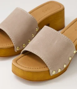 Hot Midas Shoes Gladd Taupe Suede Sandals
