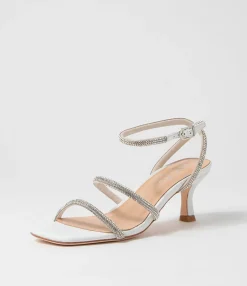 Cheap Midas Shoes Glamm White Clear Leather Jewels Sandals