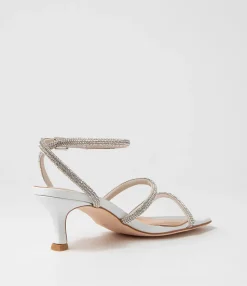 Cheap Midas Shoes Glamm White Clear Leather Jewels Sandals