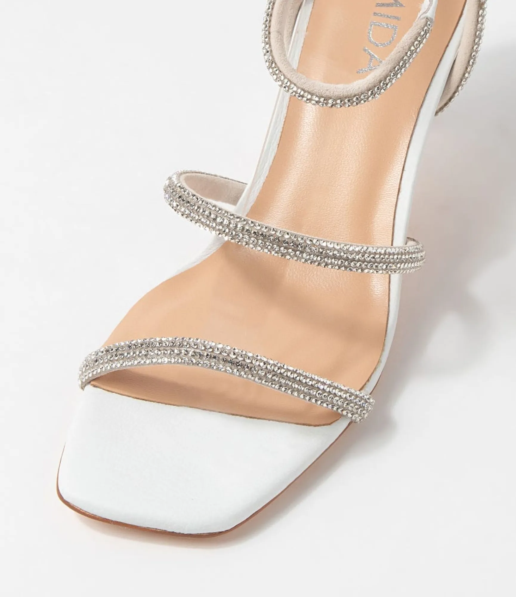 Cheap Midas Shoes Glamm White Clear Leather Jewels Sandals
