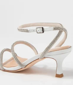 Cheap Midas Shoes Glamm White Clear Leather Jewels Sandals