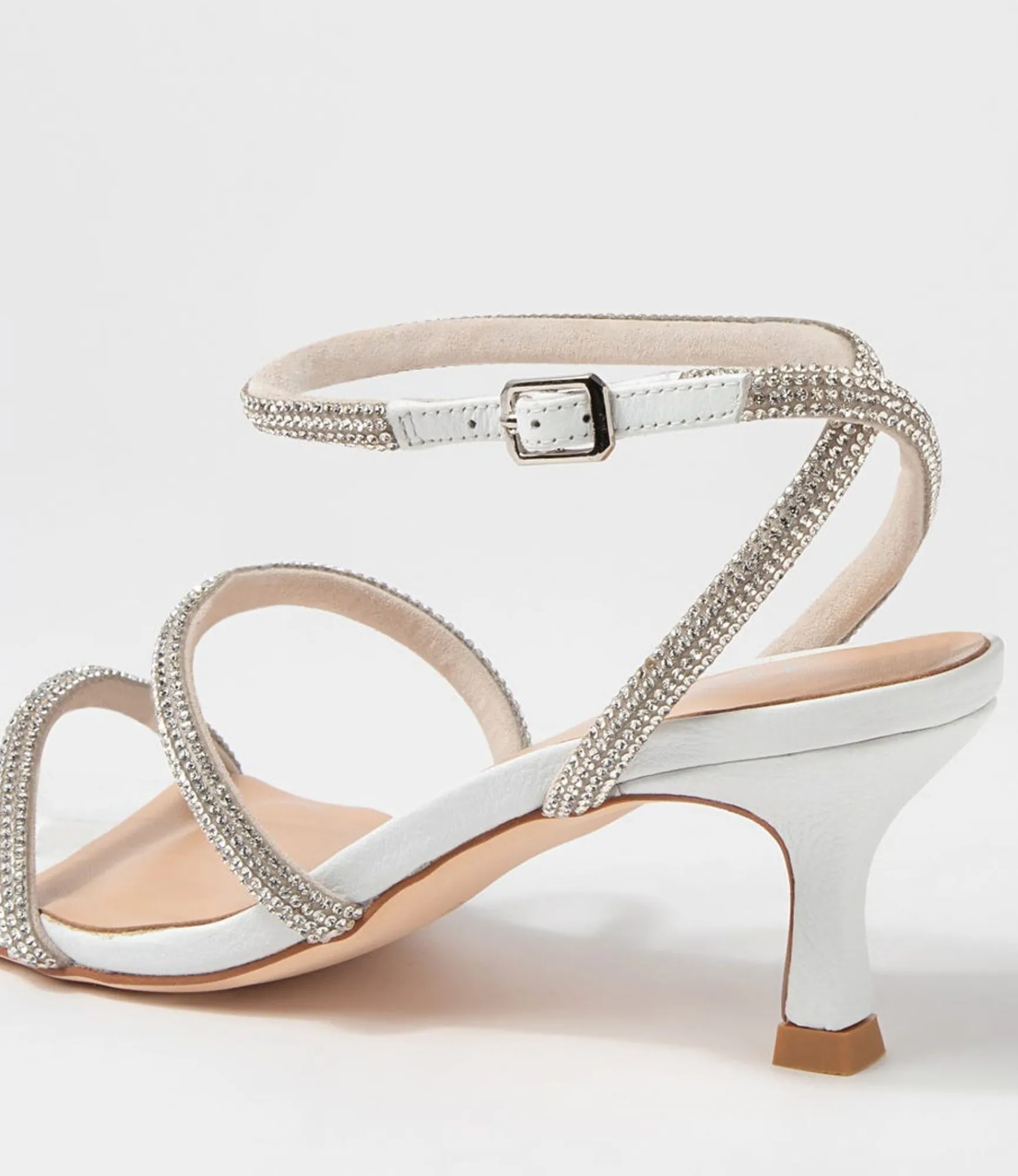 Cheap Midas Shoes Glamm White Clear Leather Jewels Sandals