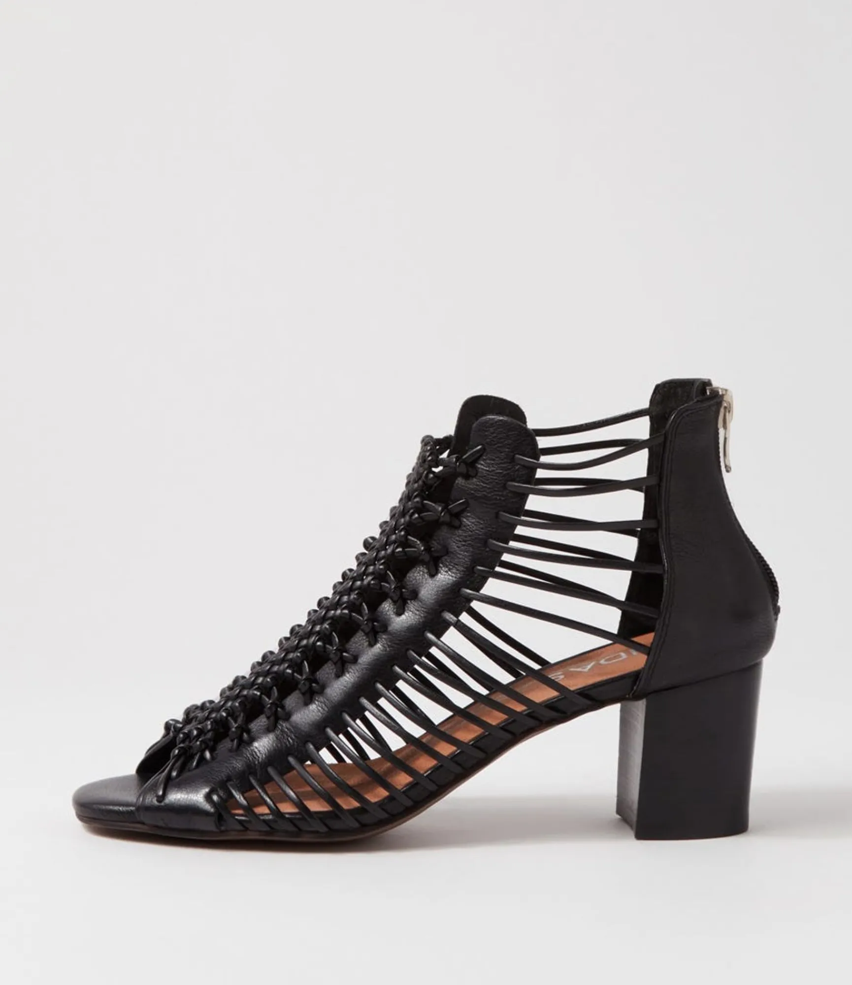 Fashion Midas Shoes Glennora Black Leather Sandals