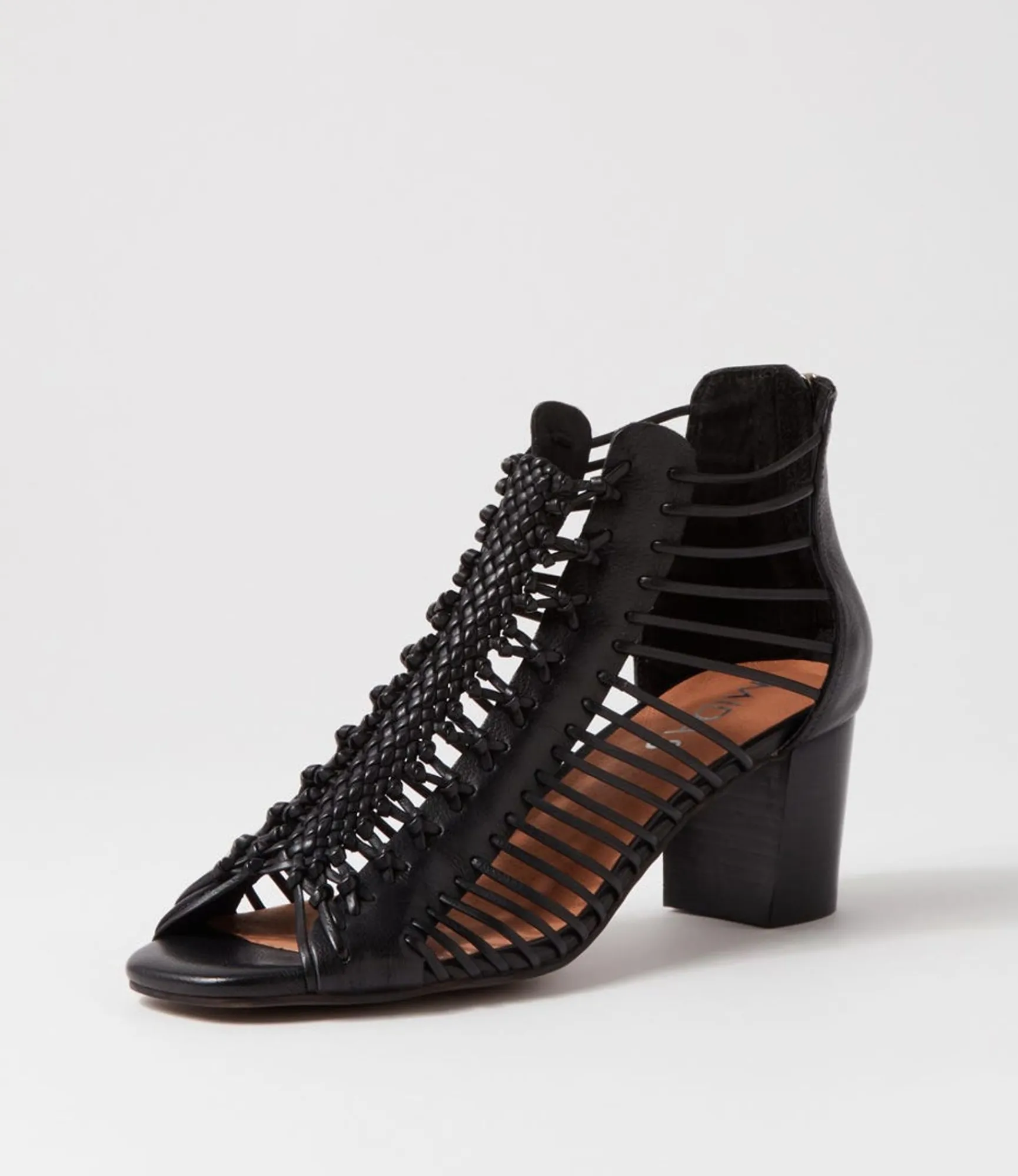 Fashion Midas Shoes Glennora Black Leather Sandals