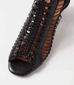 Fashion Midas Shoes Glennora Black Leather Sandals