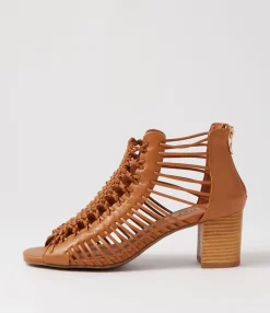 Fashion Midas Shoes Glennora Dark Tan Leather Sandals