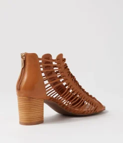 Fashion Midas Shoes Glennora Dark Tan Leather Sandals