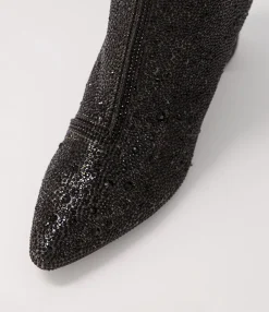 Cheap Midas Shoes Glistin Black Jewel Fabric Ankle Boots