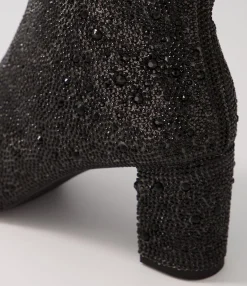 Cheap Midas Shoes Glistin Black Jewel Fabric Ankle Boots