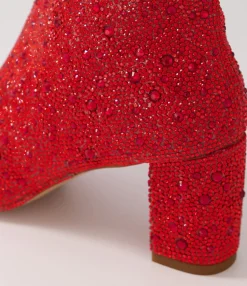 Shop Midas Shoes Glistin Red Jewel Fabric Ankle Boots