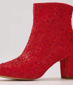 Shop Midas Shoes Glistin Red Jewel Fabric Ankle Boots