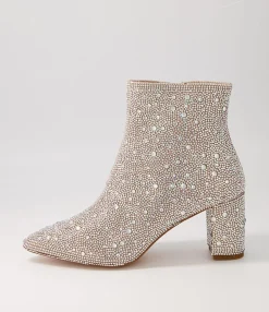 Fashion Midas Shoes Glistin Silver Jewel Fabric Ankle Boots