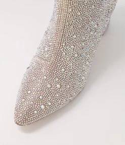 Fashion Midas Shoes Glistin Silver Jewel Fabric Ankle Boots