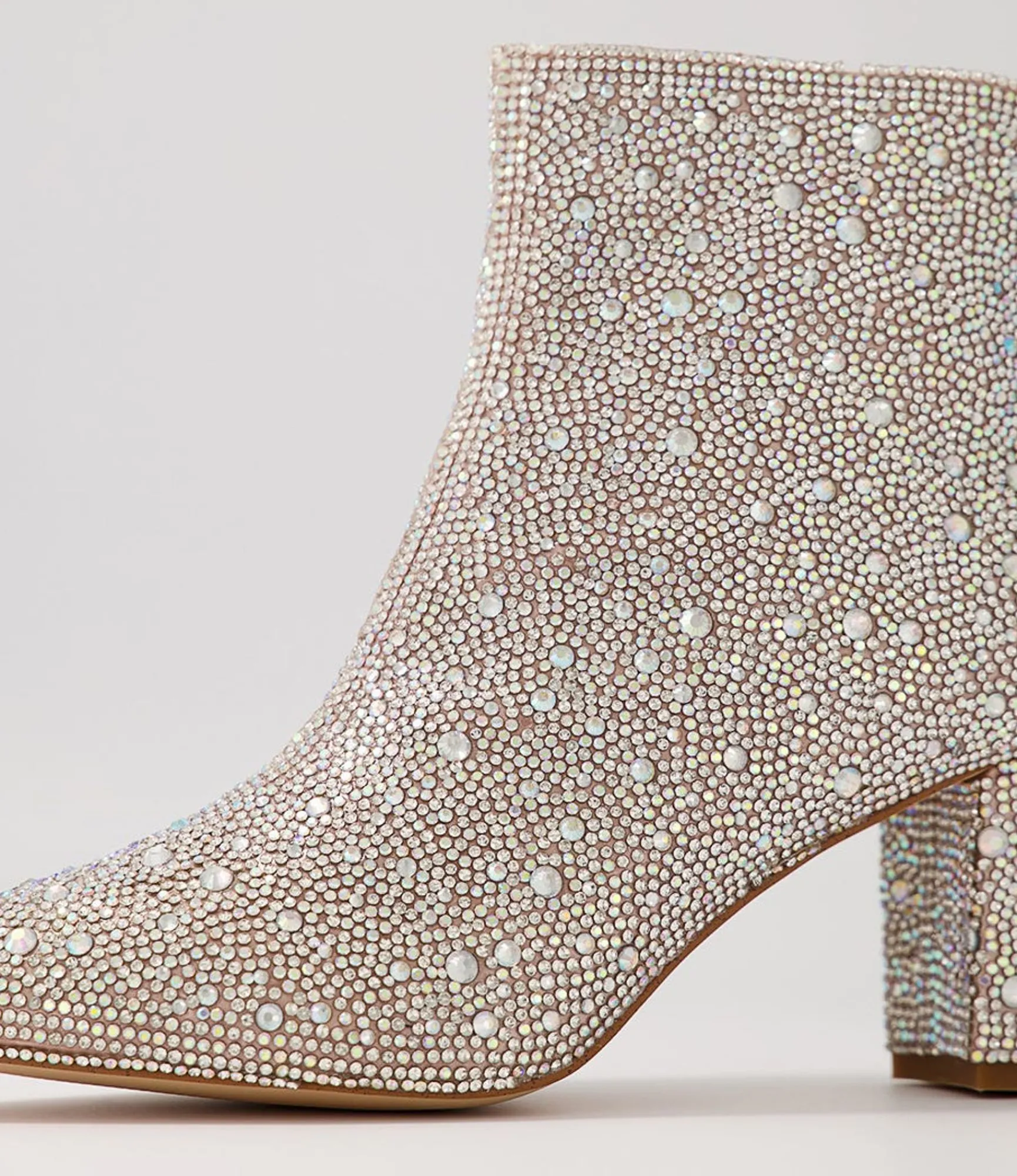 Fashion Midas Shoes Glistin Silver Jewel Fabric Ankle Boots
