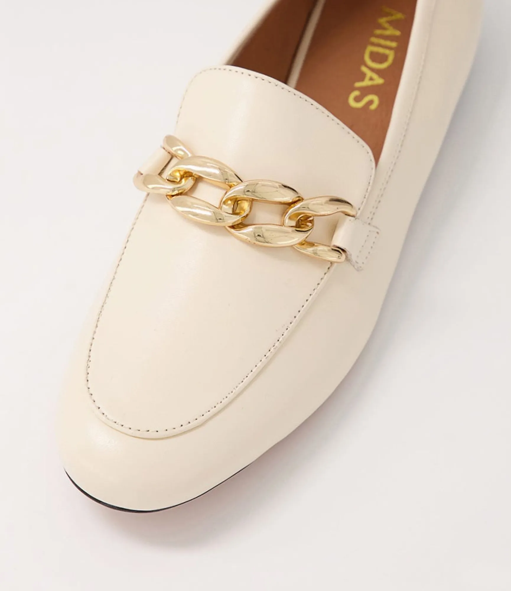 Fashion Midas Shoes Gollish Cream Leather Loafers