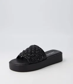 Clearance Midas Shoes Gomesh Black Weave Slides
