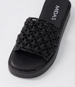 Clearance Midas Shoes Gomesh Black Weave Slides