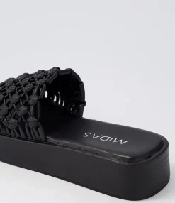 Clearance Midas Shoes Gomesh Black Weave Slides