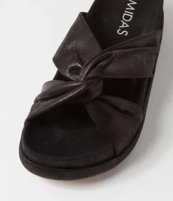 Discount Midas Shoes Gordon Black Scratch Leather Slides