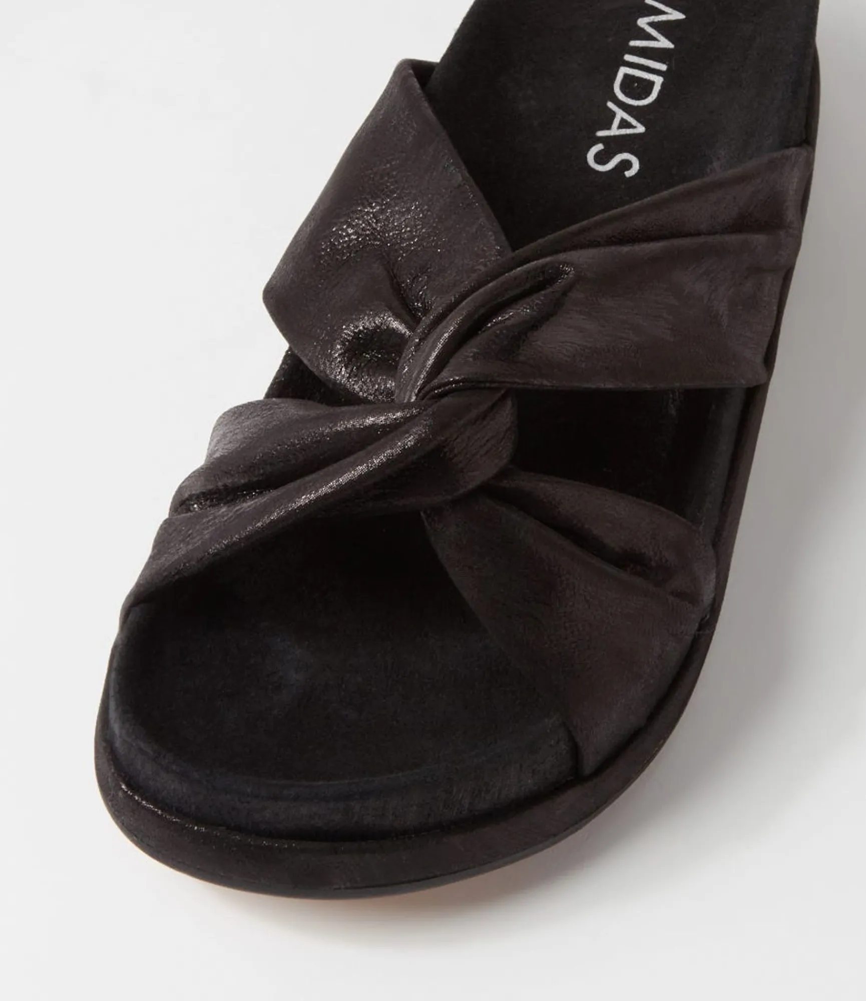 Discount Midas Shoes Gordon Black Scratch Leather Slides