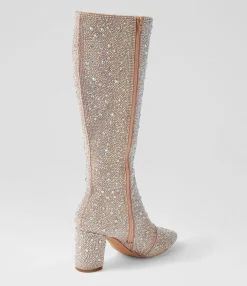 Sale Midas Shoes Gorg Silver Jewel Fabric Knee High Boots