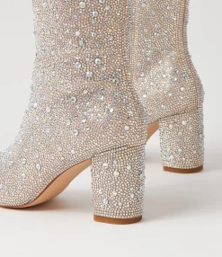 Sale Midas Shoes Gorg Silver Jewel Fabric Knee High Boots
