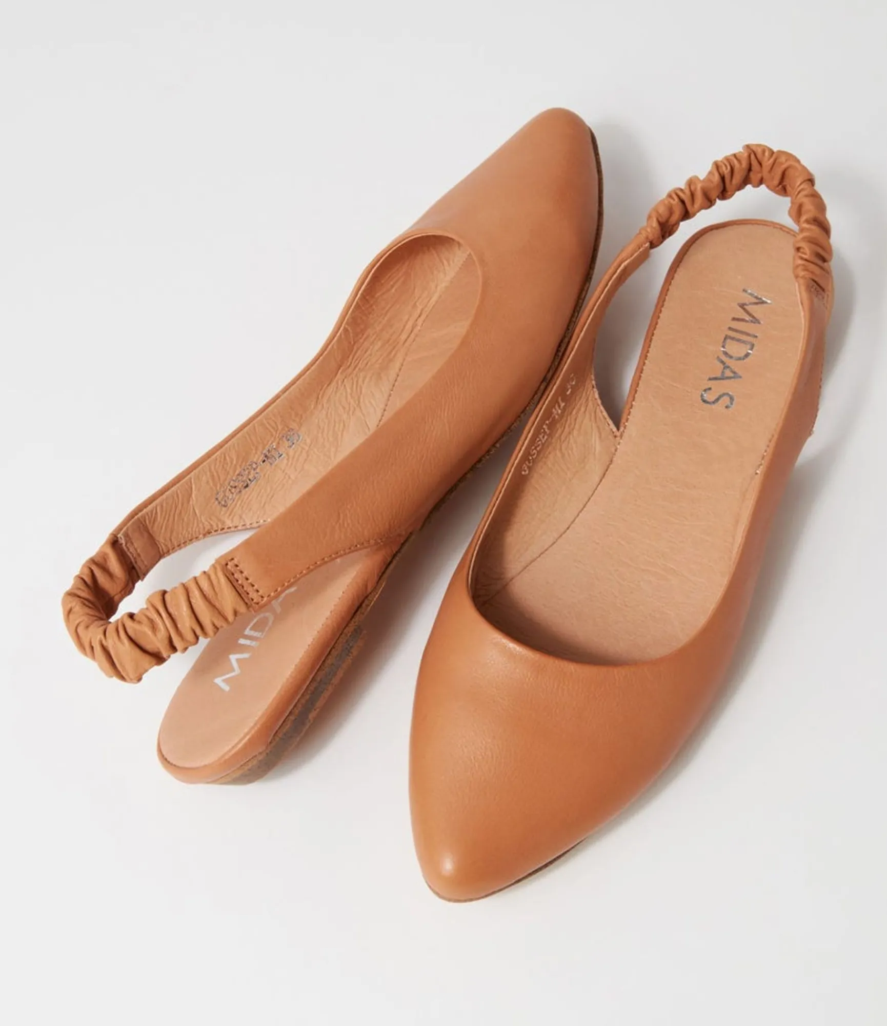 Sale Midas Shoes Gossep Dark Tan Leather Flat Shoes