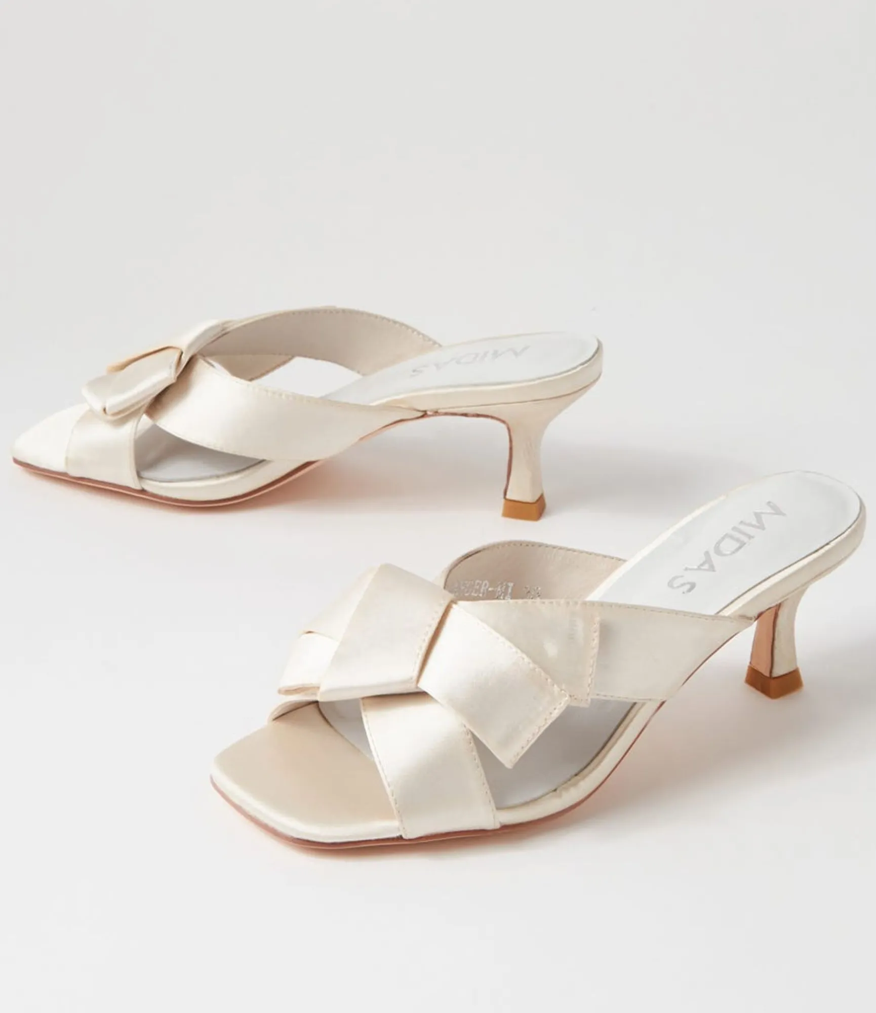 Best Midas Shoes Granger Cream Satin Sandals