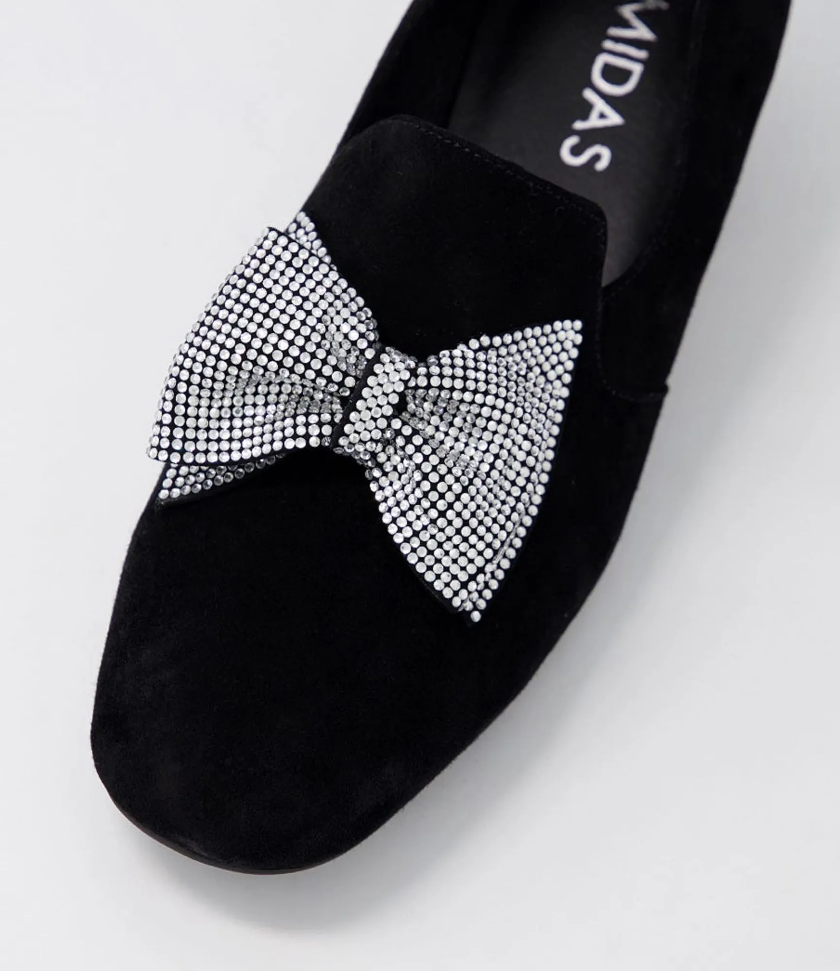 Hot Midas Shoes Grenna Black Silver Suede Jewels Heels