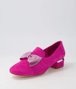 Clearance Midas Shoes Grenna Fuchsia Silver Suede Jewels Heels
