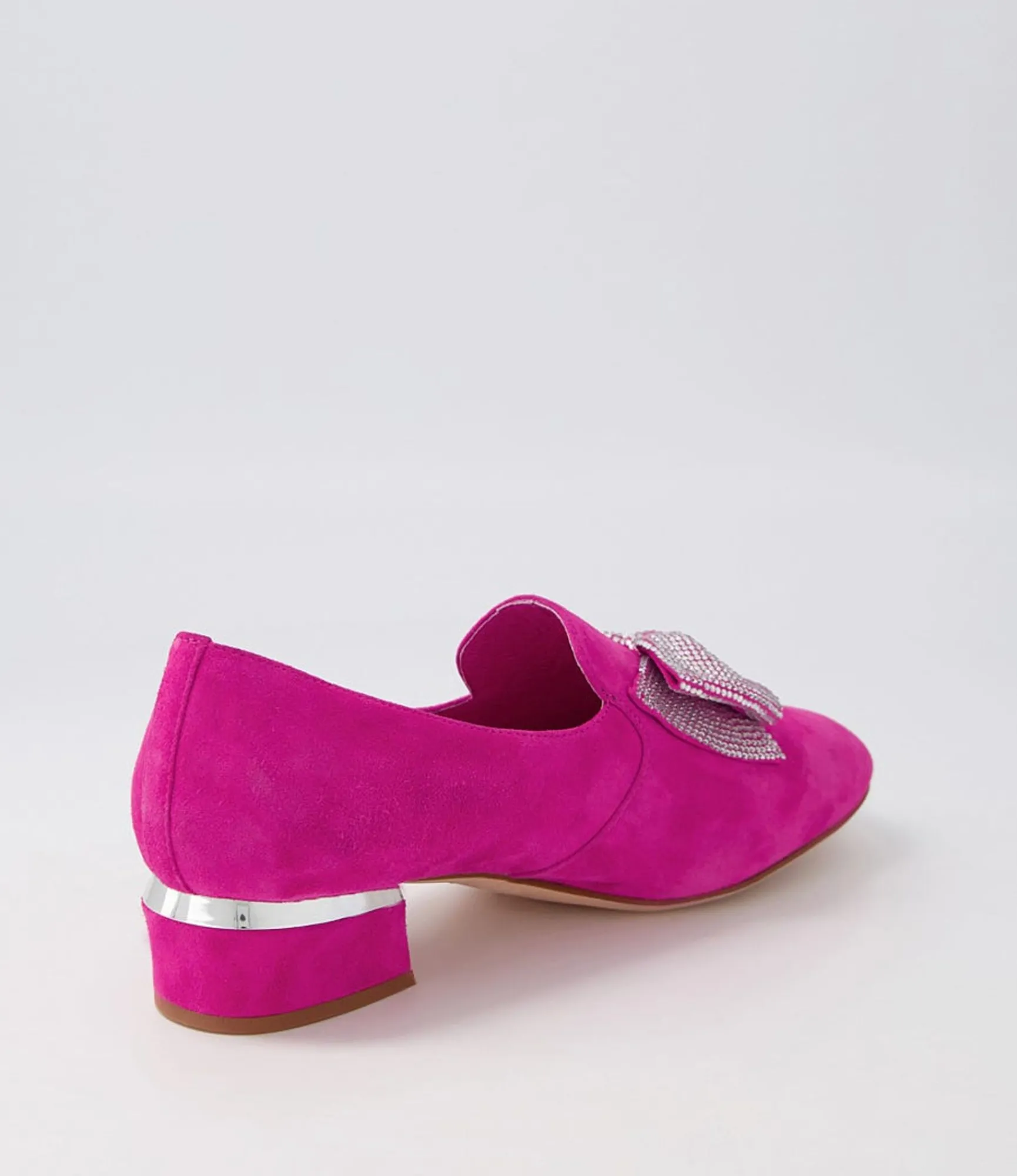 Clearance Midas Shoes Grenna Fuchsia Silver Suede Jewels Heels