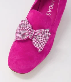 Clearance Midas Shoes Grenna Fuchsia Silver Suede Jewels Heels