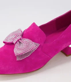 Clearance Midas Shoes Grenna Fuchsia Silver Suede Jewels Heels