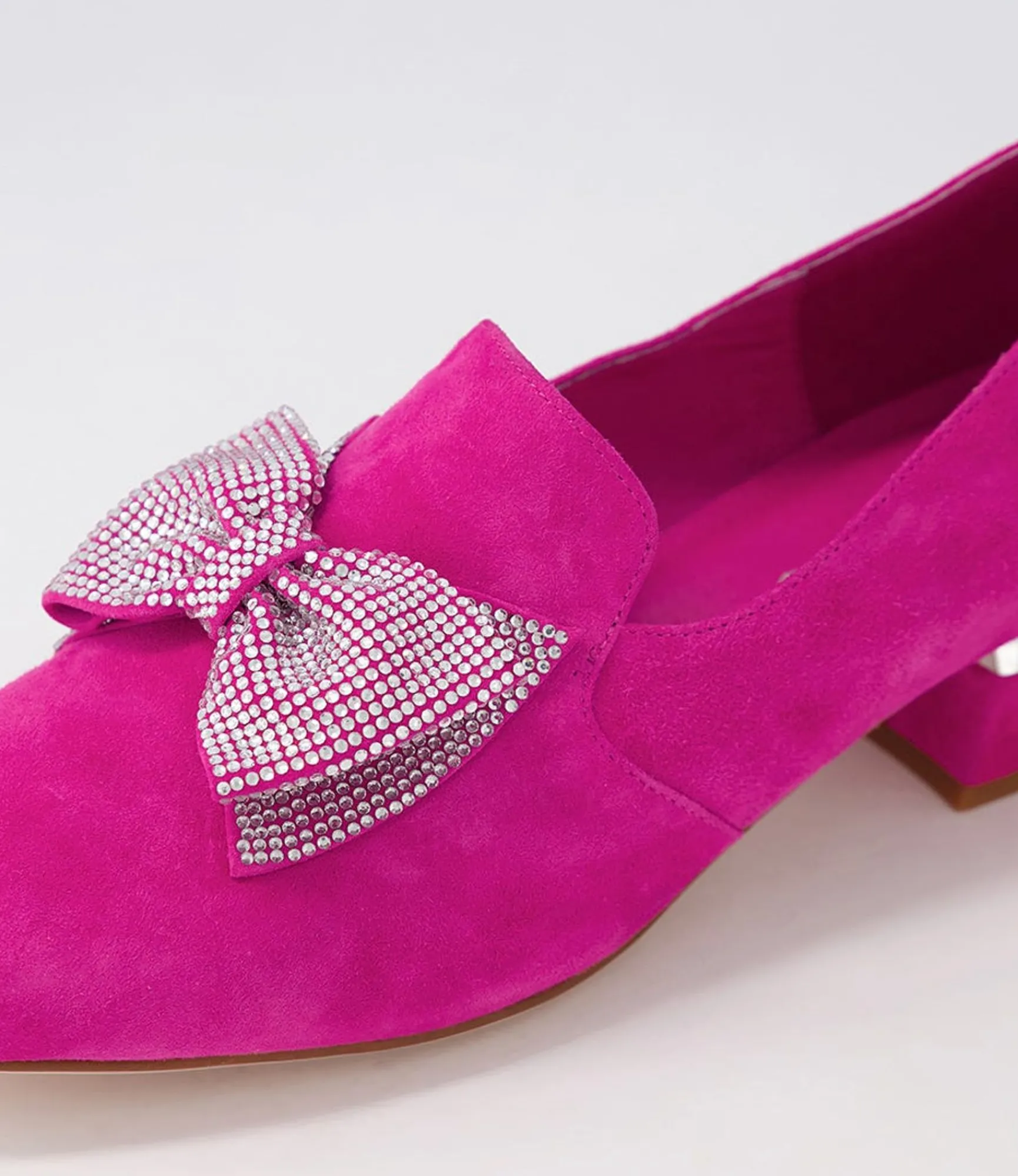 Clearance Midas Shoes Grenna Fuchsia Silver Suede Jewels Heels