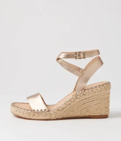 Fashion Midas Shoes Guenie Champagne Leather Espadrilles