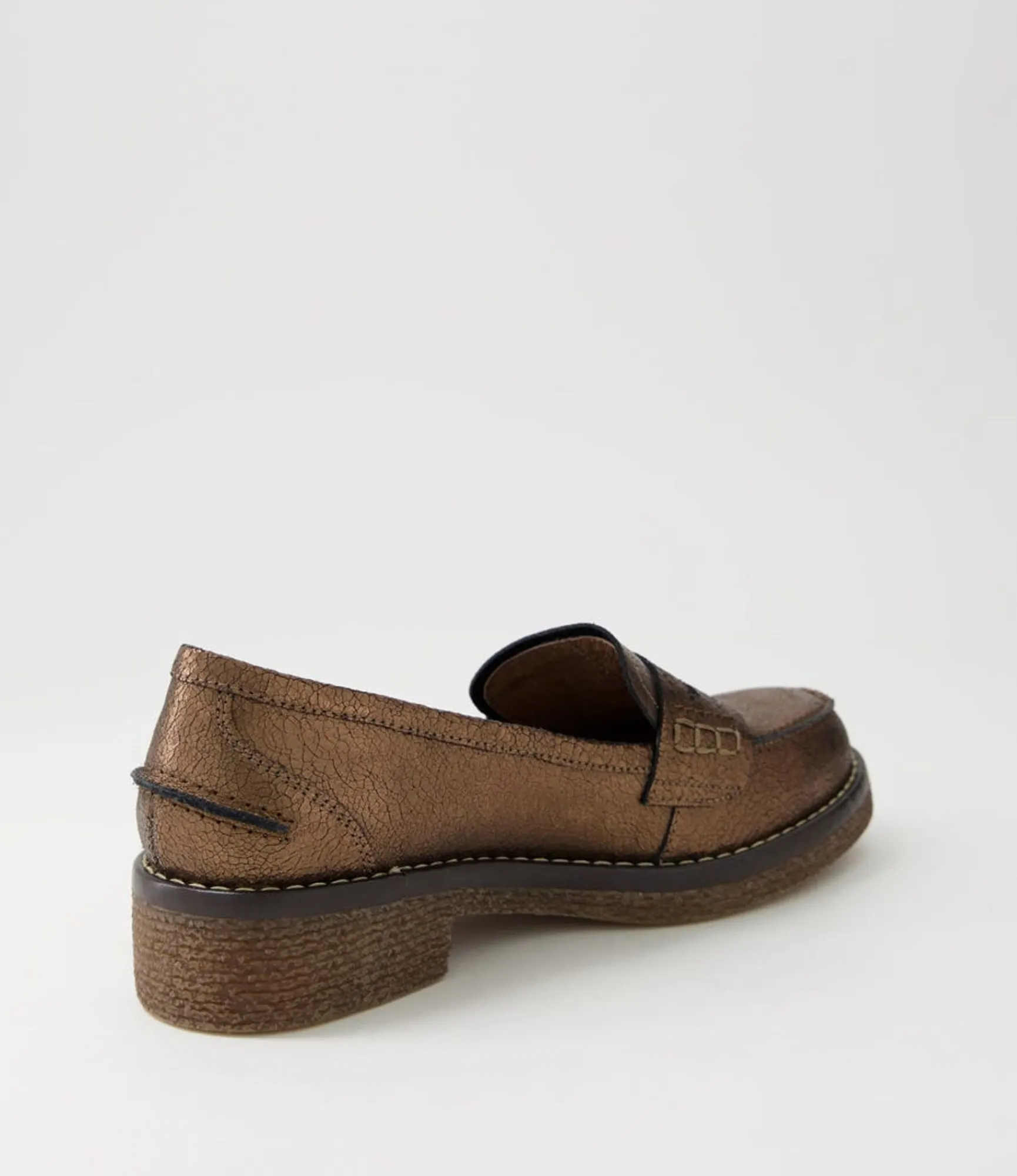 Cheap Midas Shoes Gulfie Bronze Crackle Leather Loafers