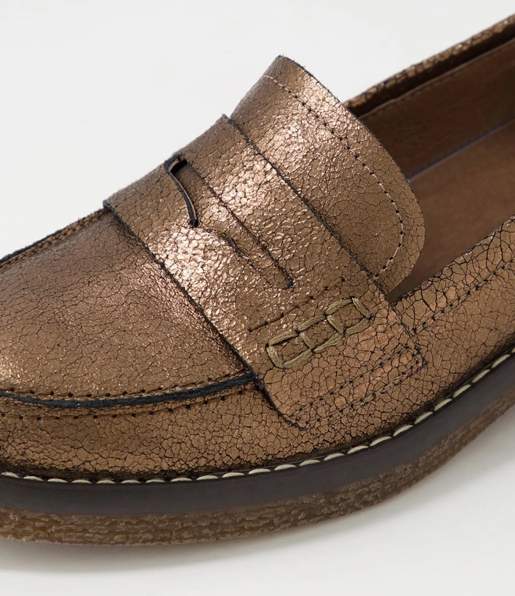 Cheap Midas Shoes Gulfie Bronze Crackle Leather Loafers