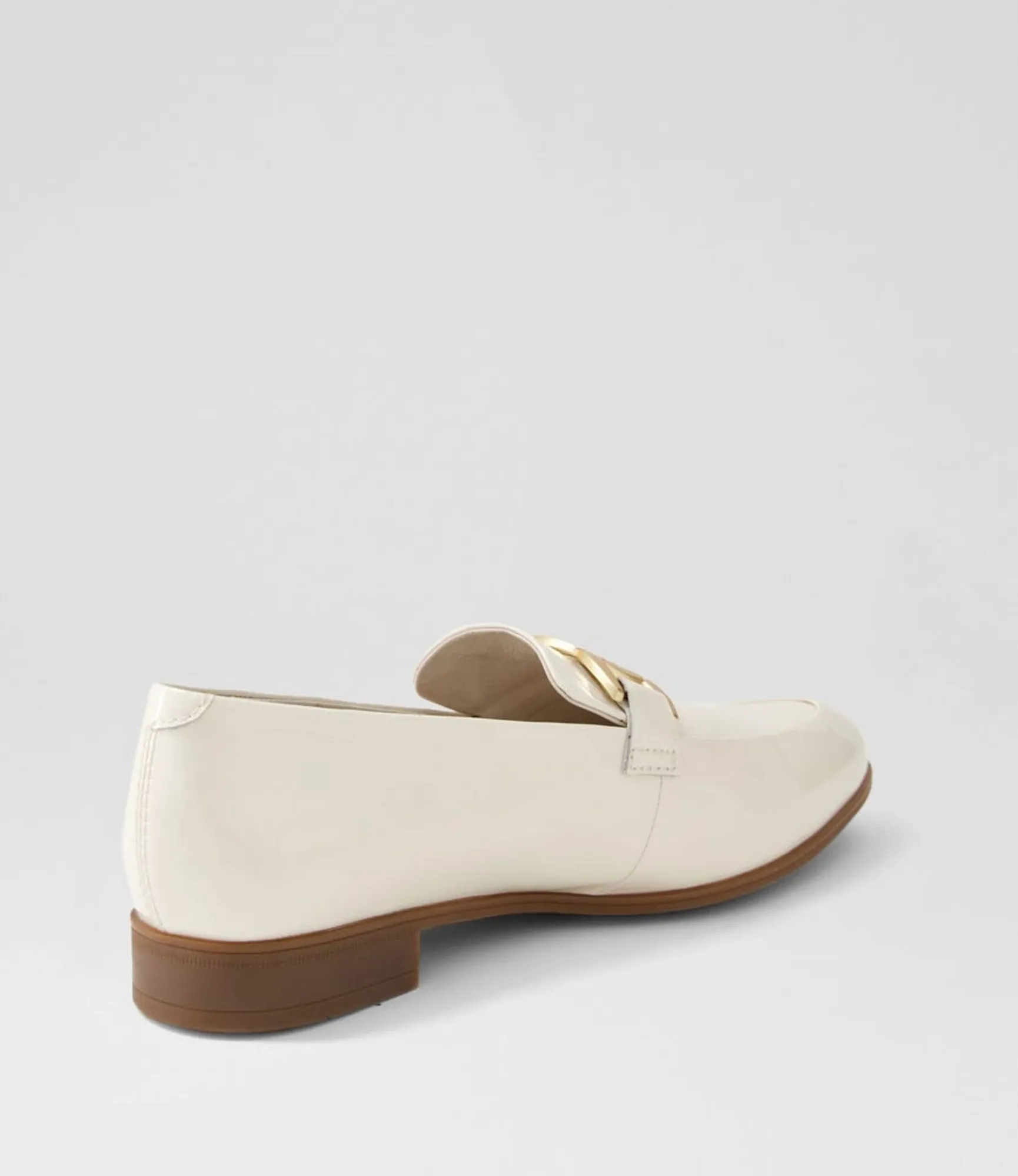 Hot Midas Shoes Gummie Ivory Patent Leather Loafers