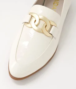 Hot Midas Shoes Gummie Ivory Patent Leather Loafers