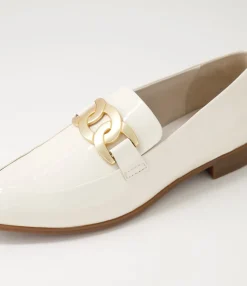 Hot Midas Shoes Gummie Ivory Patent Leather Loafers
