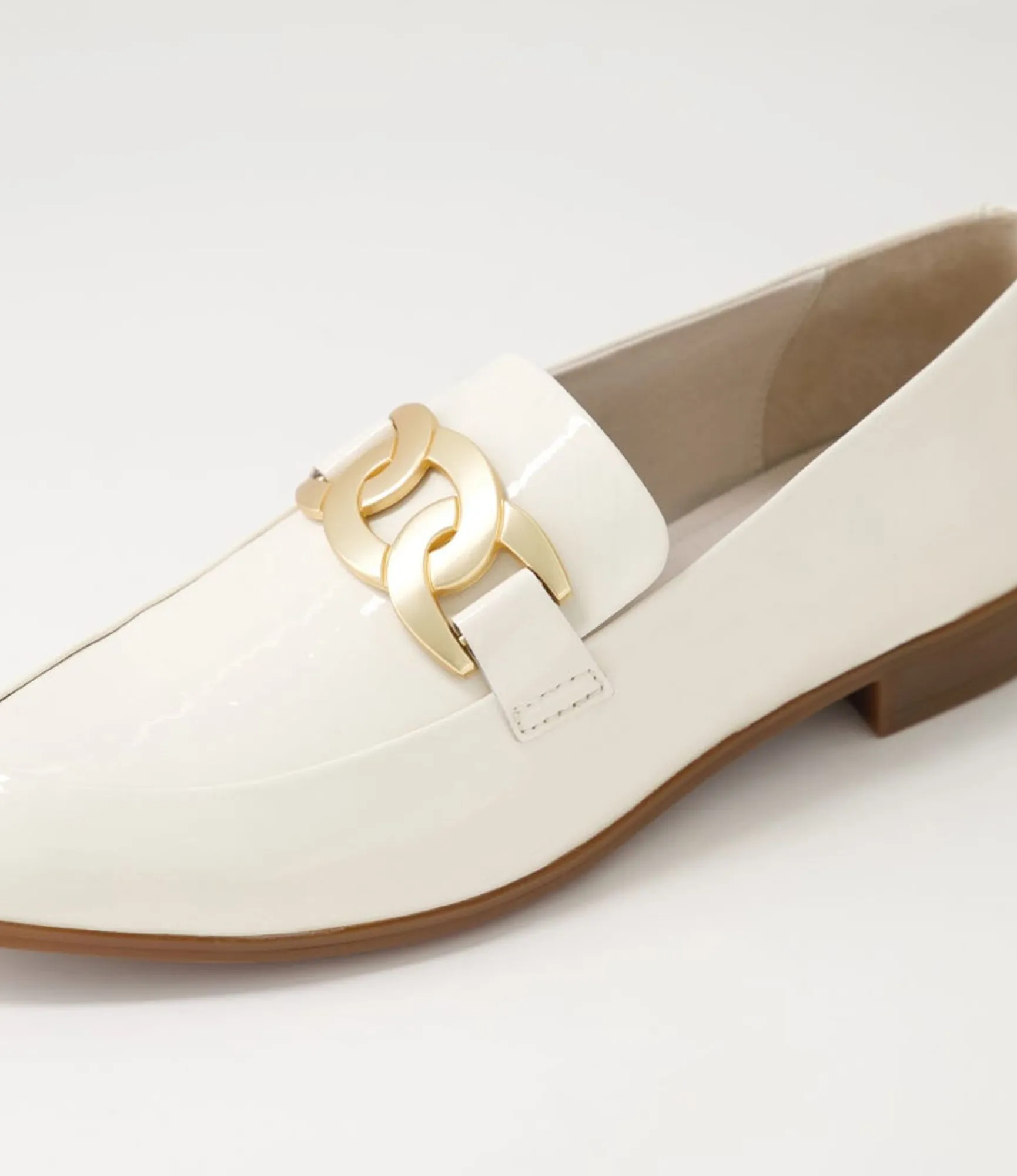 Hot Midas Shoes Gummie Ivory Patent Leather Loafers