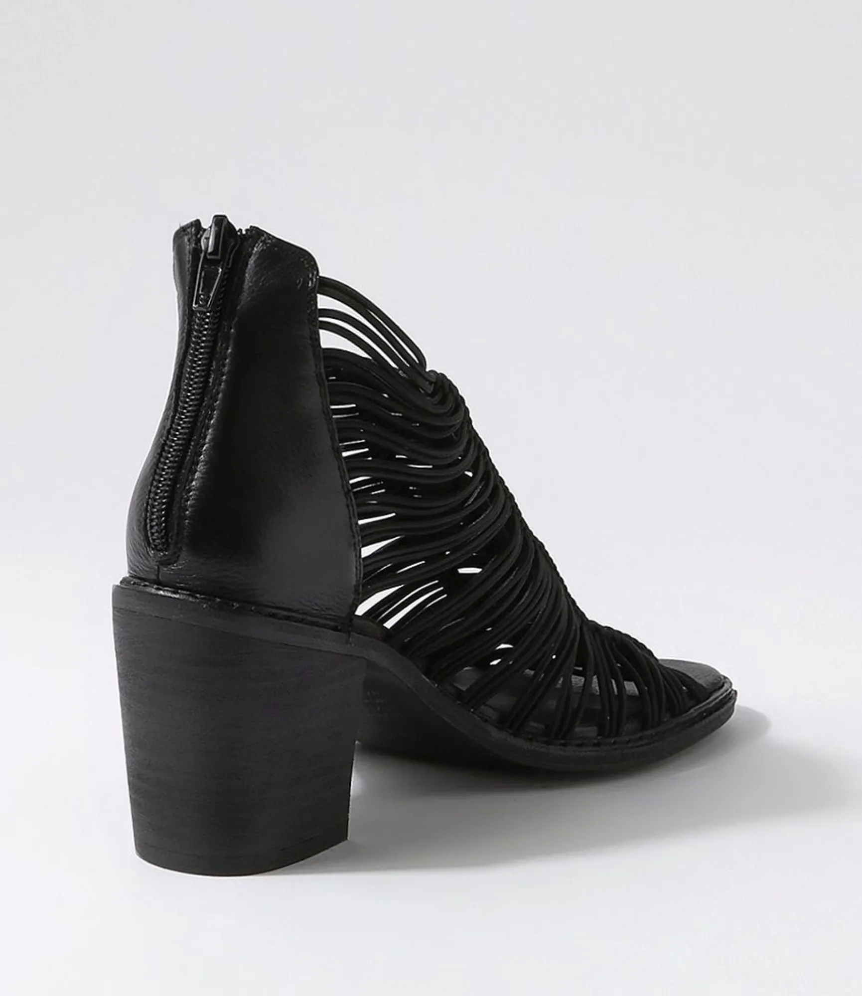 Outlet Midas Shoes Gushi Black Heel Elastic Leather Sandals