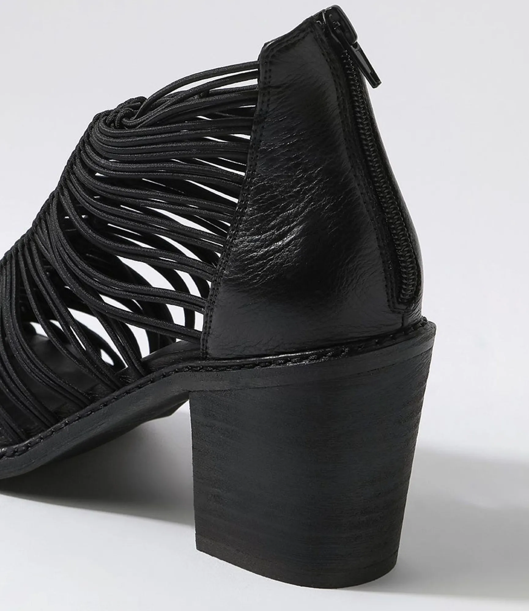 Outlet Midas Shoes Gushi Black Heel Elastic Leather Sandals