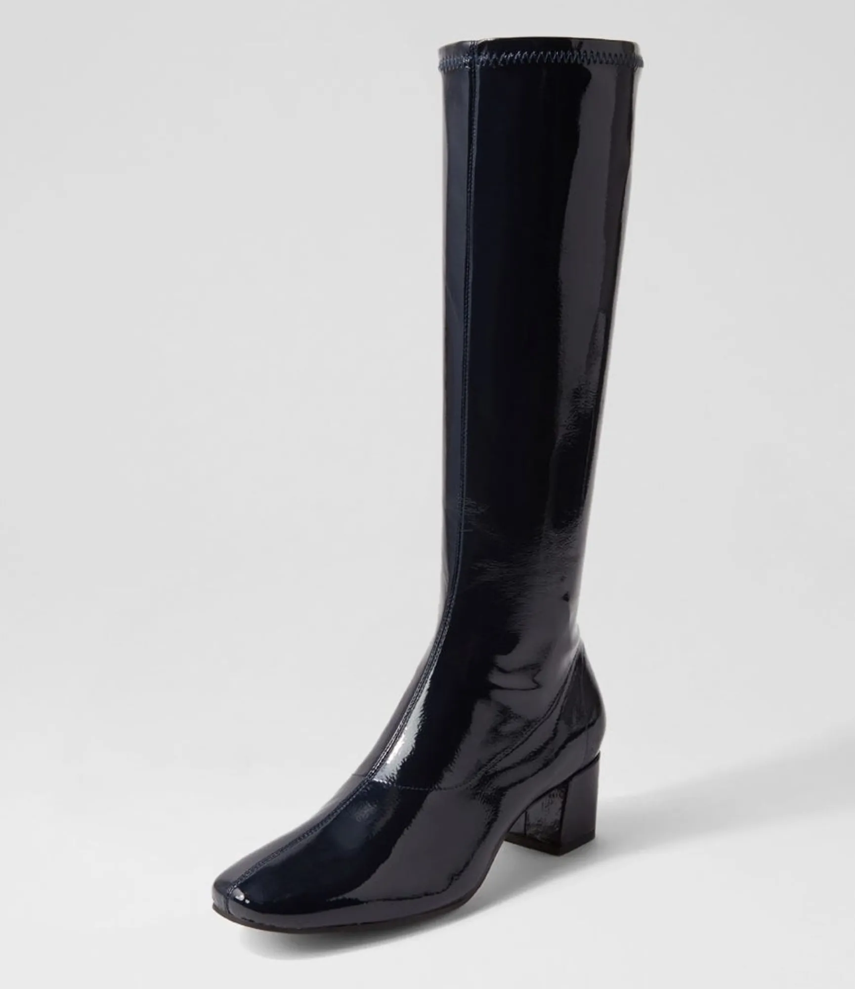 Cheap Midas Shoes Hailee Navy Stretch Patent Pu Knee High Boots