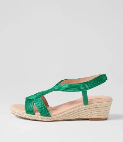Clearance Midas Shoes Haleb Emerald Rope Leather Espadrilles