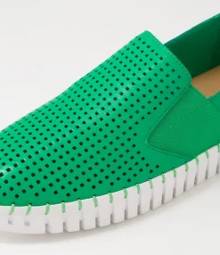 New Midas Shoes Harena Bright Emerald White Leather Sneakers